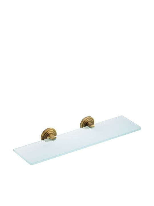 Verdi Brass Montat pe perete Raft de Baie Sticlă cu 1 Raft 40x12.5x5.8cm