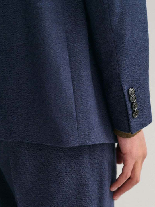 Men's Winter Suit Jacket Slim Fit Blue