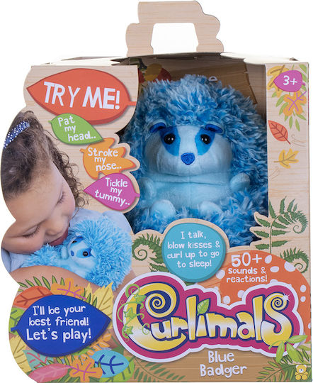 Giochi Preziosi Plush Curlimals Blue Badger BADGER - Blue for 3+ Years (Various Designs) 1pc