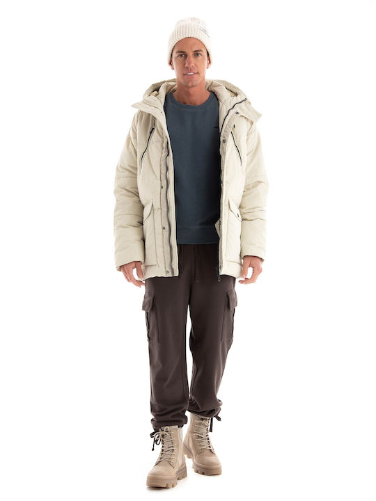 Dstrezzed Men's Winter Puffer Jacket Beige