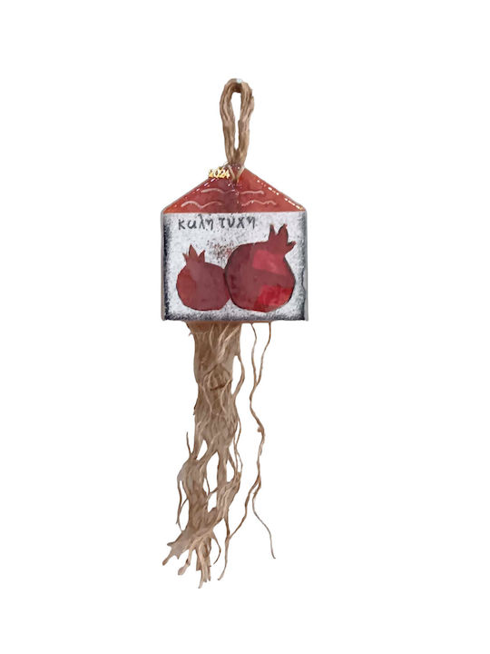 Kalliopi Silver Handmade Hanging Lucky Charm Home Red made of Glass 2024 9x10cm 1pcs