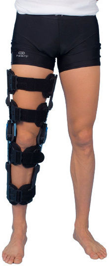 Mobiak Oberschenkel-Knie-Orthese teleskopisch mit Goniometer Schiene Patellofemoral in Schwarz Farbe