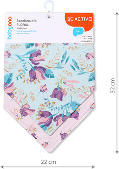 Babyono Floral Bandana Made of 100% Cotton with Button Floral for 0 m+ 2 Pieces