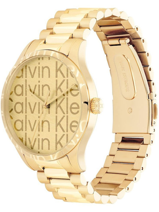Calvin Klein Iconic Γυναικείο Ρολόι 40mm Χρονογράφος Μπαταρίας με Χρυσό Μεταλλικό Μπρασελέ