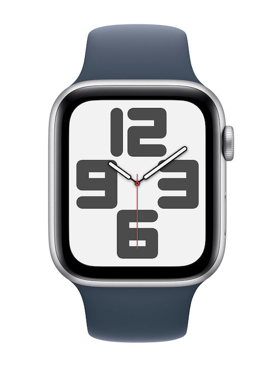 Apple Watch SE 2023 Cellular Aluminium 44mm Αδιάβροχο με Παλμογράφο (Silver with Storm Blue Sport Band)