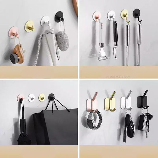 Wall Metallic Hanger Kitchen Hook with Sticker Silver 4pcs 000.230.12096
