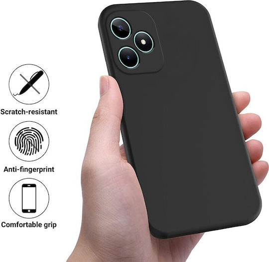 Solid Color Umschlag Rückseite Silikon Schwarz (Realme C51)