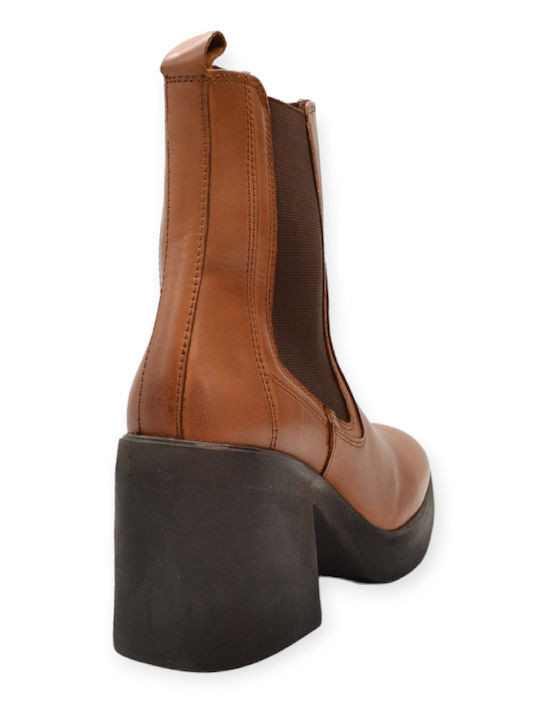 Leder Stiefeletten Damen Tabac Braun