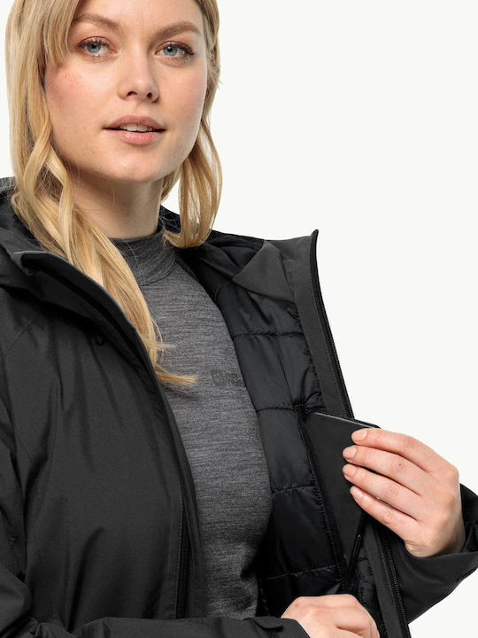 Women's Short Sports Jacket for Winter Black