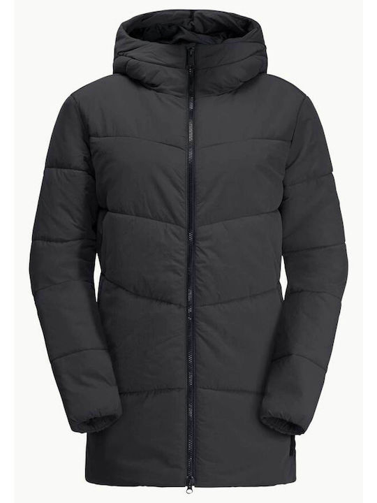 Women's Short Puffer Jacket for Winter Gray