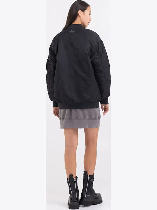 Poly Μακρύ Γυναικείο Bomber Jacket Μαύρο