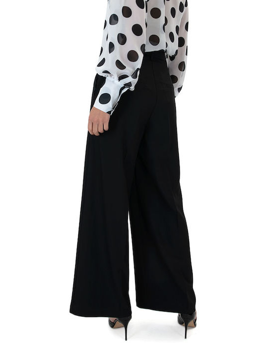 C. Manolo Women's High-waisted Fabric Trousers Black