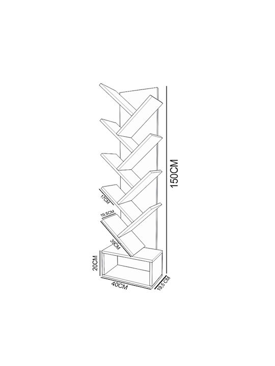 Βιβλιοθήκη Badru Καρυδί 40x19.5x150εκ.