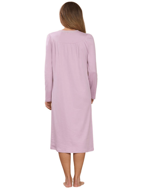 Linclalor Winter Cotton Women's Nightdress Pink