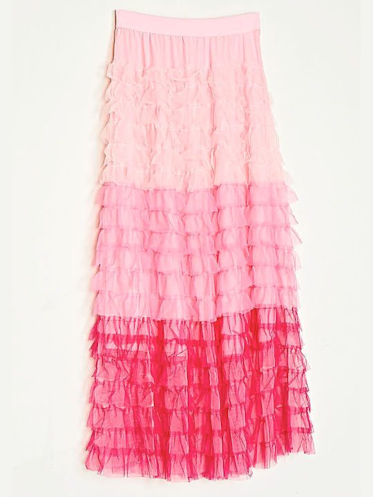 Cuca Maxi Skirt with Tulle in Pink color