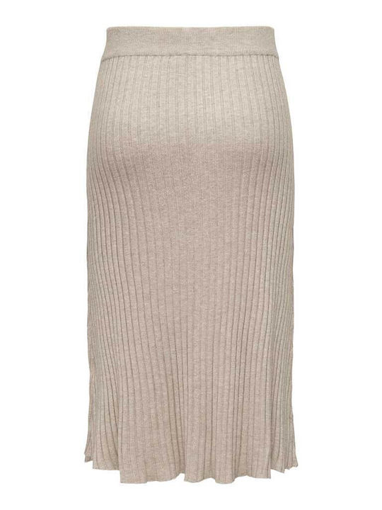 Only High Waist Midi Skirt in Beige color