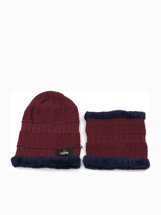 Knitted Beanie Cap Burgundy