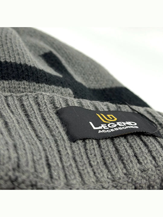 Ανδρικό Σετ με Σκούφο Πλεκτό σε Γκρι χρώμα