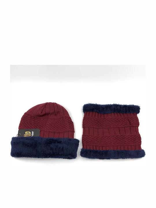Knitted Beanie Cap Burgundy