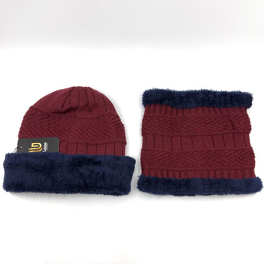 Knitted Beanie Cap Burgundy