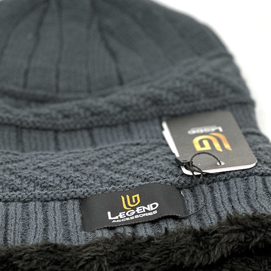 Männer Set mit Beanie Gestrickt in Gray Farbe