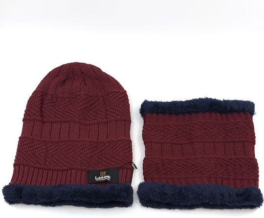 Knitted Beanie Cap Burgundy