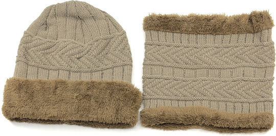 Knitted Beanie Cap Beige