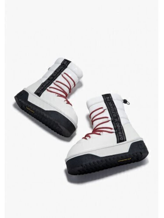 Synthetic Leather Medium Heel Snow Boots with Laces & Fur Nordic V.2 White