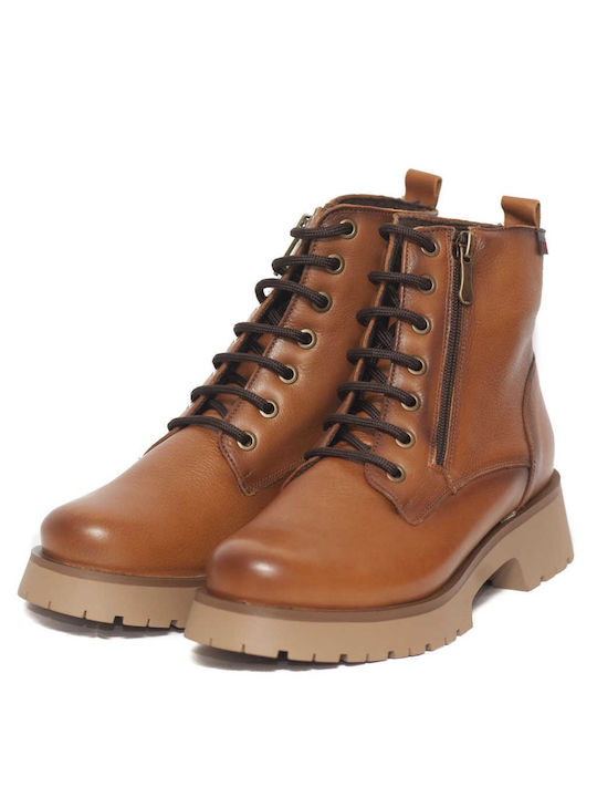 Pepe Menargues Women's Leather Combat Boots Tabac Brown