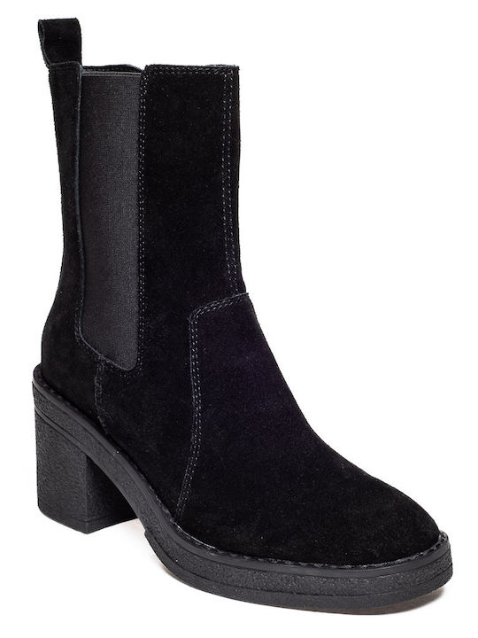 Leder Stiefeletten Damen Schwarz