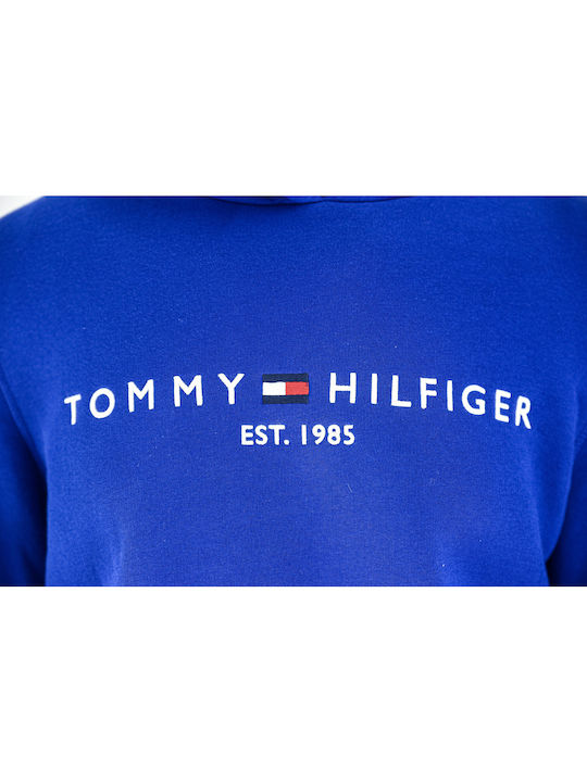 Tommy Hilfiger Logo Γυναικείο Φούτερ με Κουκούλα Μπλε