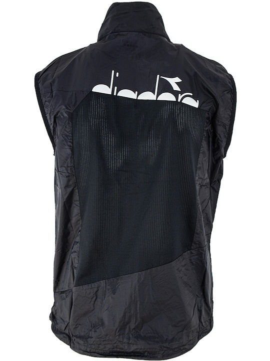 Diadora Men's Sleeveless Jacket Waterproof and Windproof Black