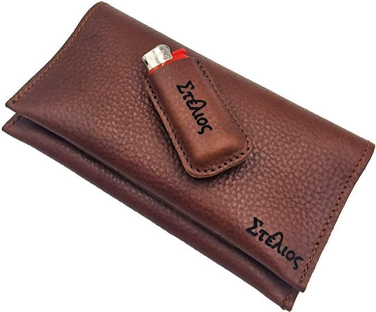 ByLeather Leather Tobacco Pouch Handmade with Engraving With Magnetic Clasp Brown