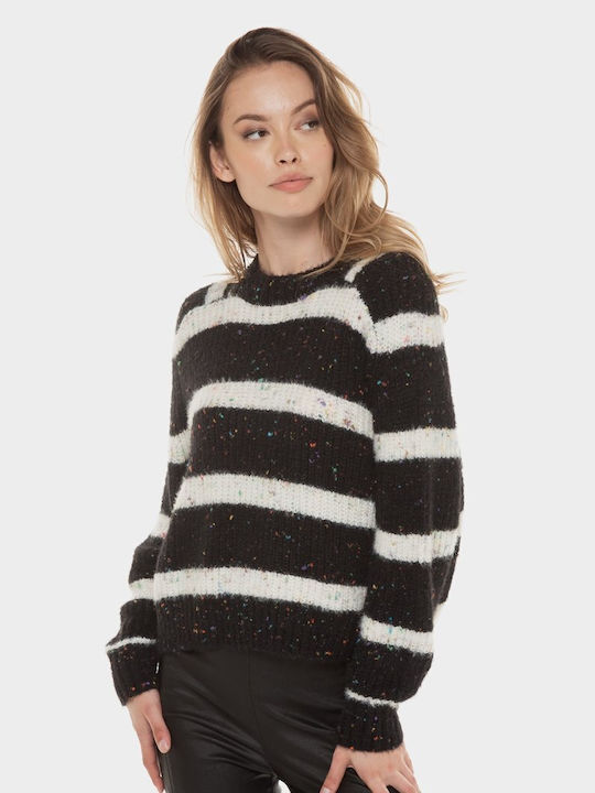 Desigual Women's Long Sleeve Sweater Striped Black