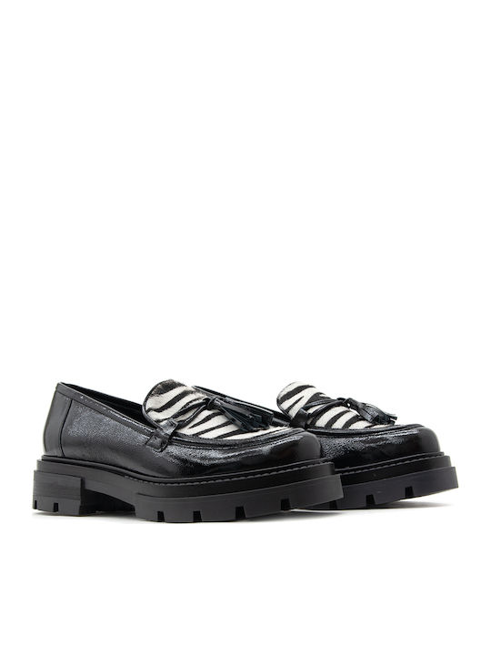 Lackleder Damen Loafers Zebra