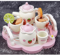 Kruzzel Tea Set Toy Strawberry made of Wood for 3+ Years Old