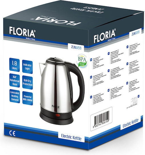 Zilan Kettle 1.8lt 2000W Silver