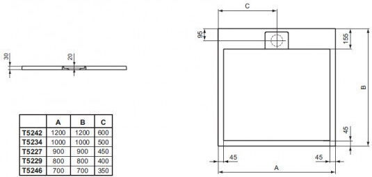 Ideal Standard Ultra Flat S I Life Dus Pătrat Din Piatră Artificială 120x120cm
