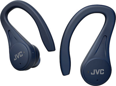 JVC HA-EC25T-BU В ухото Bluetooth хендсфри Слушалки с Устойчивост на Пот и Кутийка за Зареждане Син