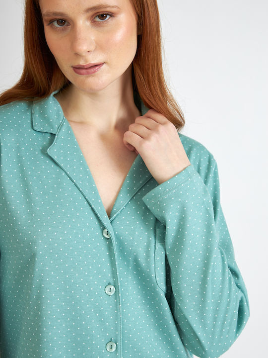 Harmony Winter Women's Pyjama Set Cotton Turquoise