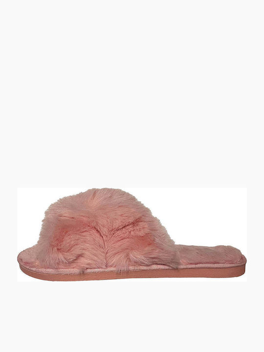 Winter Damen Hausschuhe mit Fell Rosa
