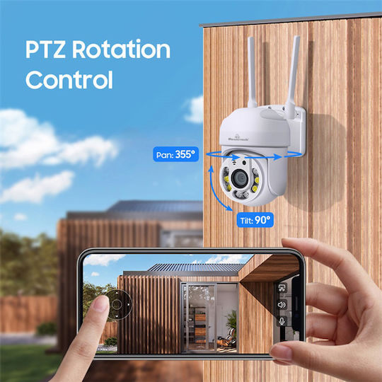 Powertech PT-1144 IP Surveillance Camera Wi-Fi Full HD 1080p Waterproof with Two-Way Communication and Lens 3.6mm