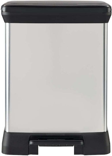 Curver Metallic Recycling Waste Bin with Pedal Silver 18lt