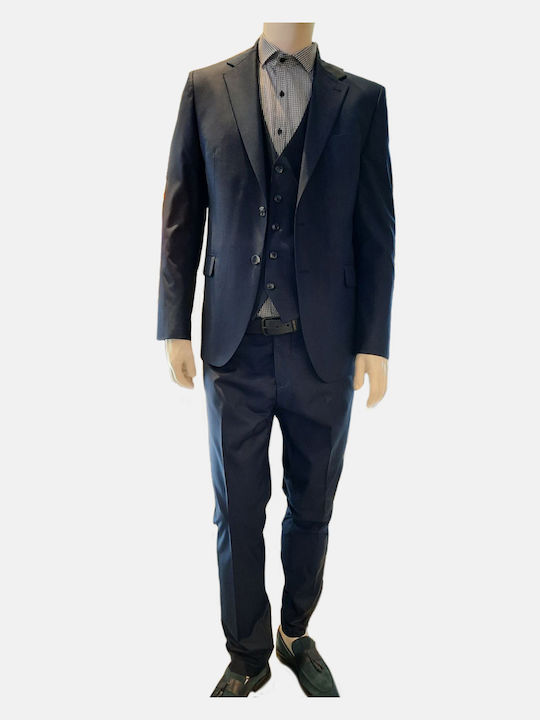 Tessuti Men's Suit with Vest Blue