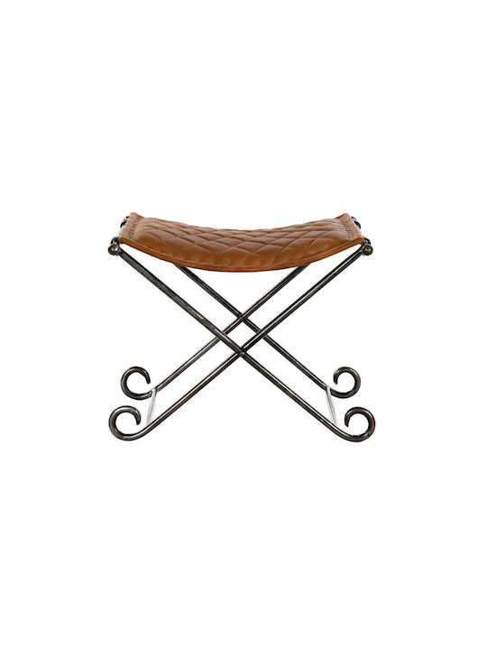 Stool For Living Room Leather Brown 53x45x44cm