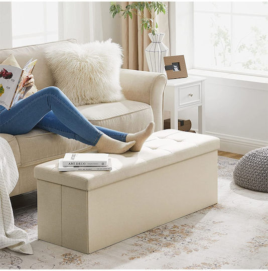 Songmics Bankhocker Mit Stauraum Stoff Beige 110x38x38cm