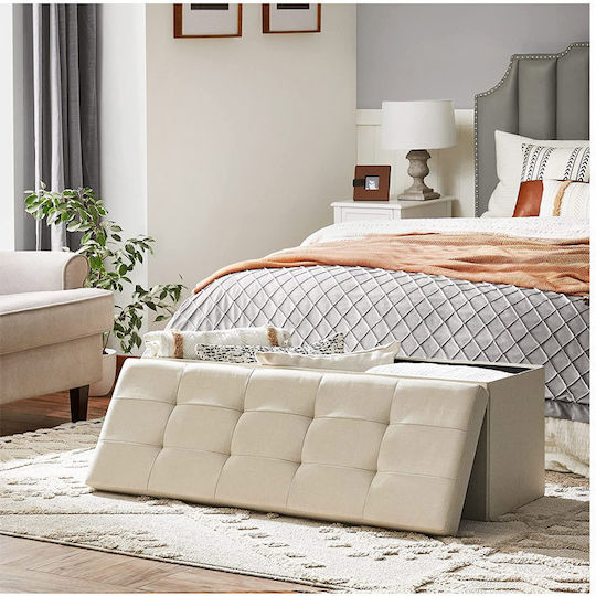 Songmics Bankhocker Mit Stauraum Stoff Beige 110x38x38cm