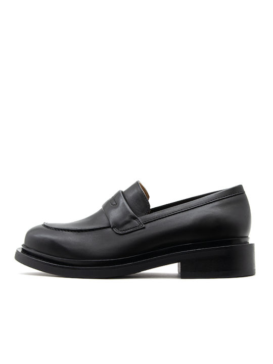 Paola Ferri Leather Women's Moccasins in Black Color