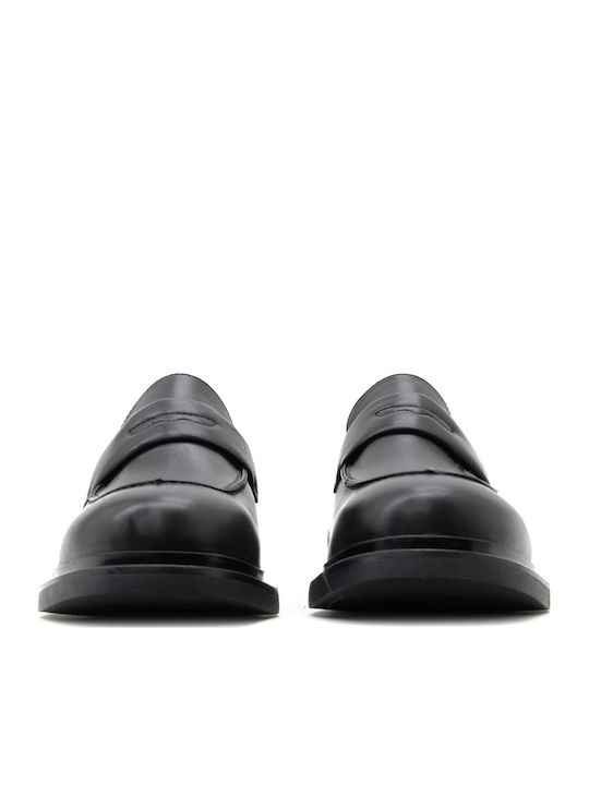 Leder Damen Mokassins in Schwarz Farbe