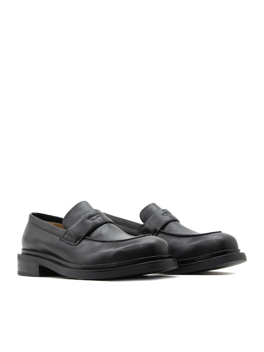 Leder Damen Mokassins in Schwarz Farbe